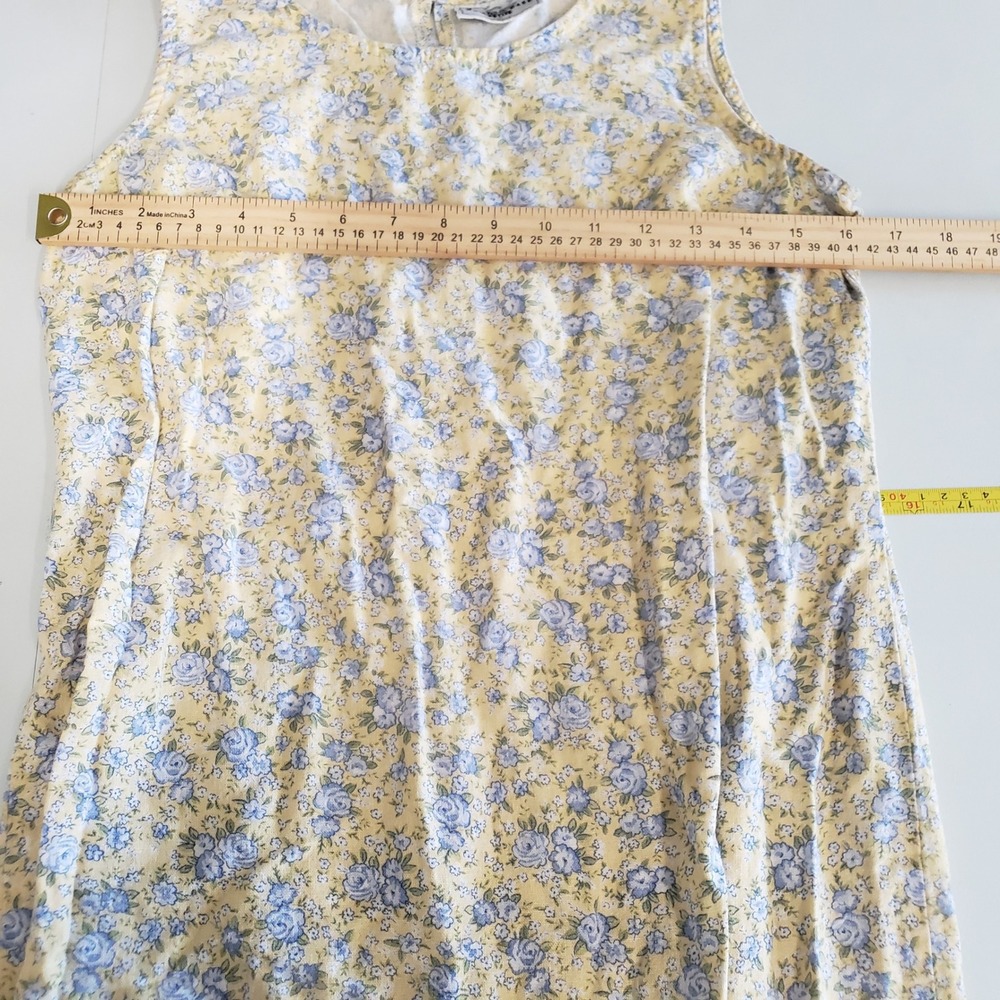 Studio Ease Petite Maxi Dress Womens 10P Yellow Floral Linen Blend 90s Vintage - Picture 7 of 8